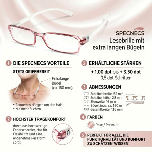 SPECNECS Lesebrille mit Federscharnier und extra langen Bügeln in Rosé-Perlmutt