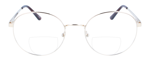 Bifokalbrille NANI - Goldene Metallfassung im Retro - Design für Ferne & Nähe