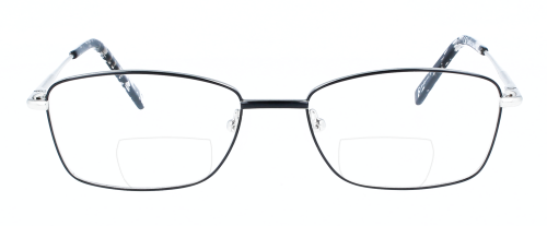 Elegante Bifokalbrille Fenja mit Federscharnier für komfortables Sehen in Silber/Schwarz