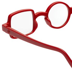Extravagante rote Designer-Lesebrille Donald mit markantem Statement-Detail