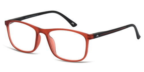 Zeitlose Lesebrille HMR49 aus Kunststoff-Polycarbonat mit Flex-Scharnier und Einstecketui Rot-Schwarz