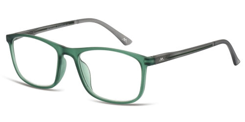 Zeitlose Lesebrille HMR49 aus Kunststoff-Polycarbonat mit Flex-Scharnier und Einstecketui Grün-Grau