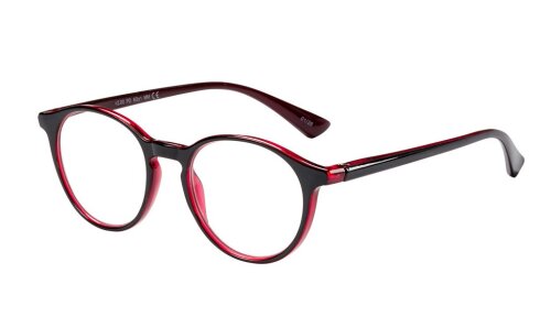 Schwarz/Rote Kunststofflesebrille "Belmont" mit Federscharnier und farblich passendem Etui