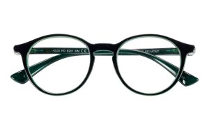 Schwarz/Grüne Kunststofflesebrille...