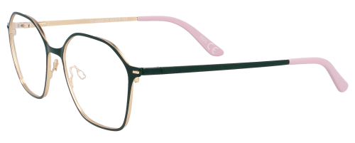 Edelstahl-Brillenfassung für Damen in Gold / Oliv Matt mit Federscharnier