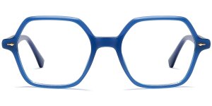Moderne Brille "SUSI" Blau in sechseckiger Form...