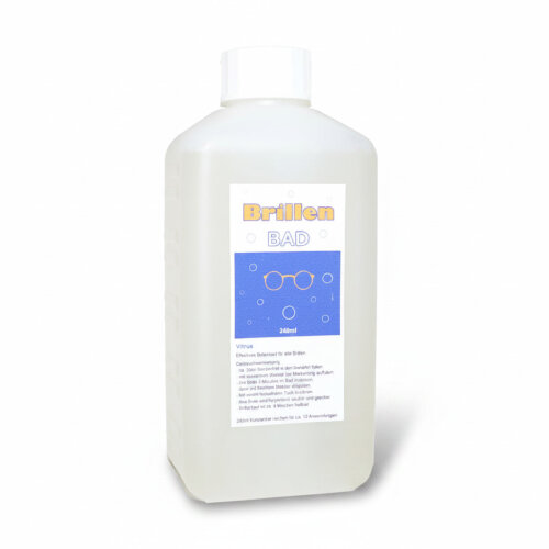 Nachfüllflasche Brillenbad Vitrus - 240 ml Konzentrat abgefüllt in neutraler Flasche