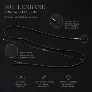 Hübsches elegantes Brillenlederband / Brillenlederkordel in der Farbe schwarz