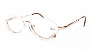 Elegante Metall - Schminkbrille mit schwenkbaren Gläsern in Gold in versch. Stärken