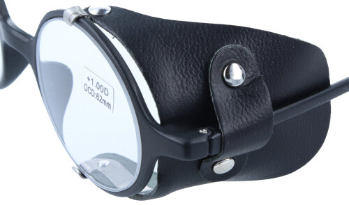 Blendschutz / Windschutz / Seitenschutz aus Leder in Schwarz für große Brillen