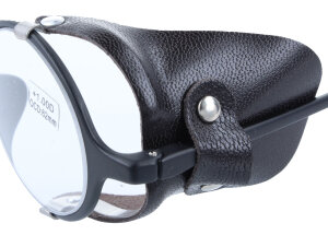 Blendschutz / Windschutz / Seitenschutz aus Leder in Braun für große Brillen