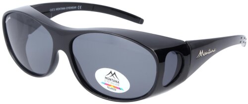 Montana polarisierende Sonnenbrille/Überbrille Havanna FO1E in schwarz glänzend + graue Gläser