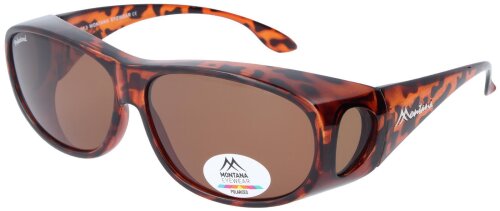 Montana polarisierende Sonnenbrille/Überbrille Havanna FO3A - glänzend + braune Gläser