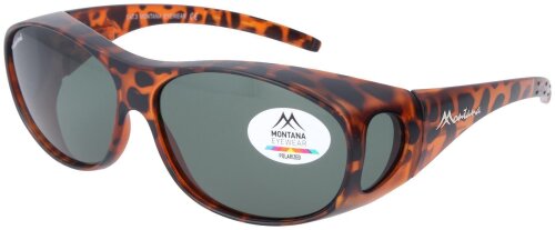 Montana polarisierende Sonnenbrille / Überbrille FO1B "Havanna matt - Grün"