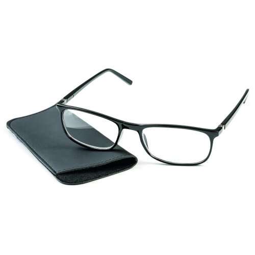 elegante Lesebrille in schwarz mit Einstecketui + 4,0