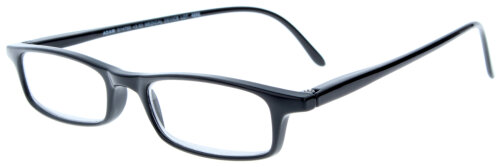dezente, schwarzfarbene Lesehilfe /-brille im flachen Design aus Kunststoff + 2,0 dpt