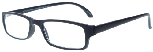 sportlich schlichte Kunststoff-Halblesebrille /-hilfe in schwarz matt + 3,0 dpt