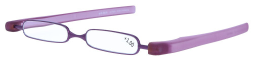 Schmale Lesebrille PODREADER mit Faltmechanismus zum Etui in Violett + 1,50 dpt