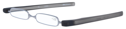 PODREADER in Grau - klappbare Lesebrille mit integriertem Etui