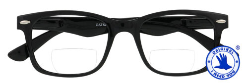 Moderne Bifokalbrille "Gatsby" mit Lese- /Nahteil in Schwarz