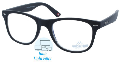 Schöne Lesebrille mit Blue-Blocker "BluebreaX-67" für ermüdungsfreies Sehen in Schwarz + 1,50 dpt