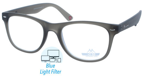 Schöne Lesebrille mit Blue-Blocker "BluebreaX-67" für ermüdungsfreies Sehen in Grau + 1,50 dpt