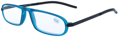 Sportliche Fertiglesebrille / -hilfe mit robusten Metallbügeln und Stecketui "Le Mans" in Blau + 3,00 dpt