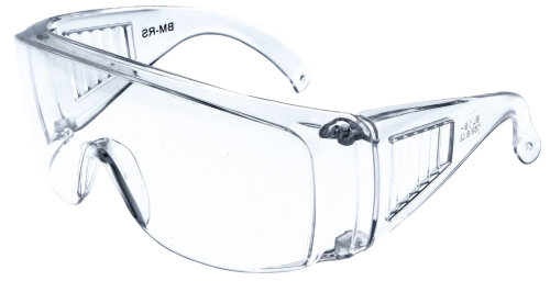 Überbrille / Schutzbrille aus Polycarbonat in Transparent mit breiten Bügeln