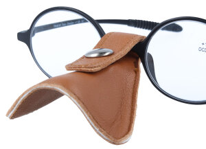 Hochwertiger Nasenschutz für Brillen aus weichem Leder in Braun