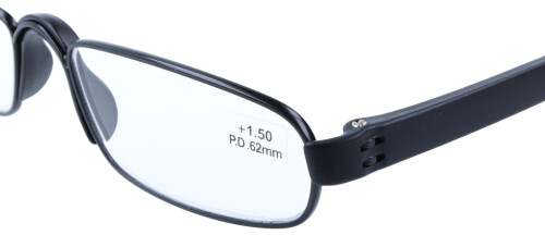Klassische, schwarze Fertiglesebrille "Notary" aus robustem Kunststoff + 2,00 dpt