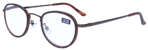 Angesagte Fertiglesebrille in Braun "Windsor" mit moderner Panto-Form + 3,00 dpt
