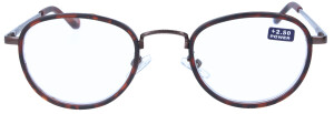 Angesagte Fertiglesebrille in Braun "Windsor" mit moderner Panto-Form + 3,00 dpt