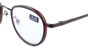 Angesagte Fertiglesebrille in Braun "Windsor" mit moderner Panto-Form + 3,00 dpt